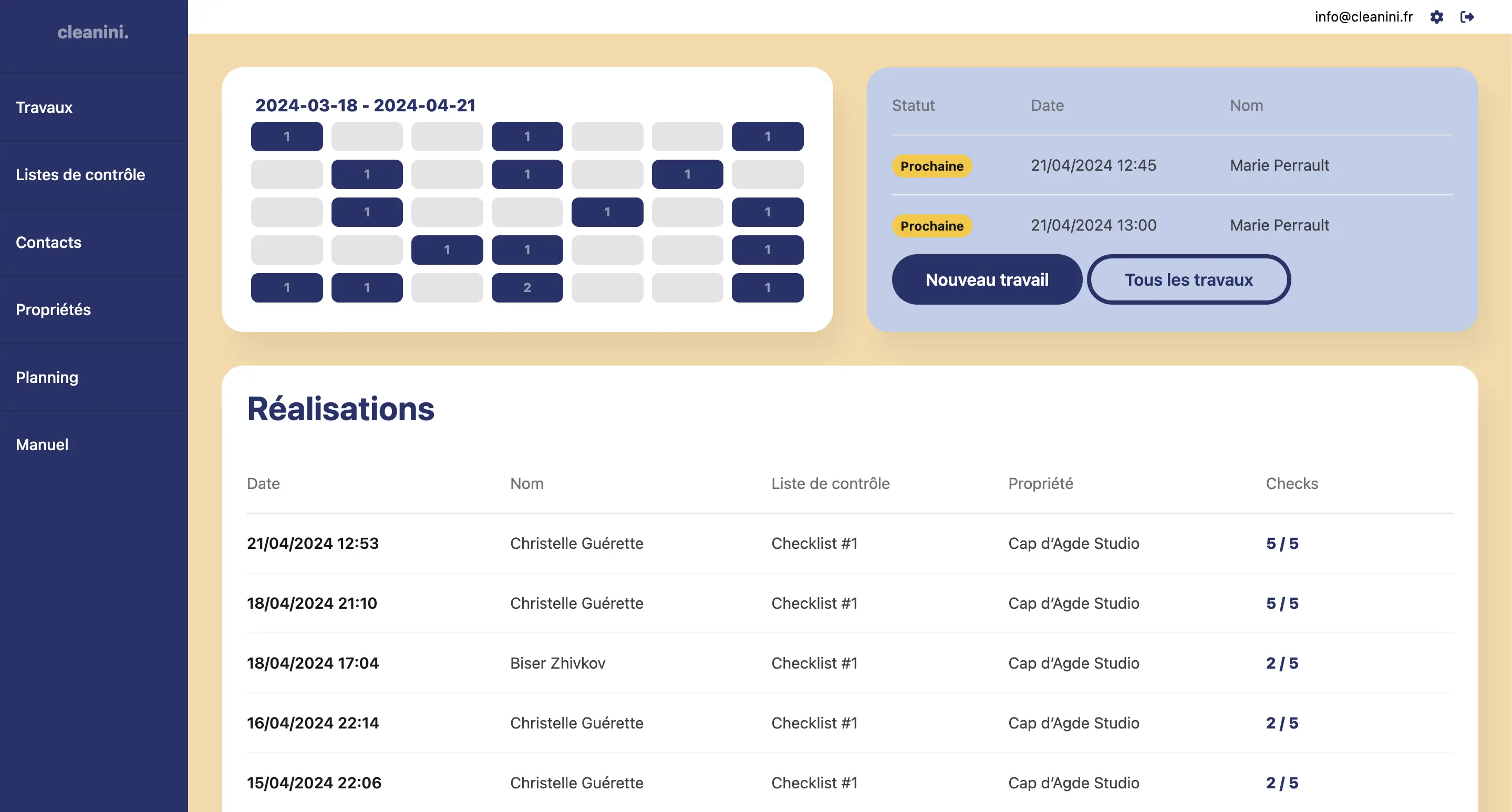plate-forme de gestion du nettoyage