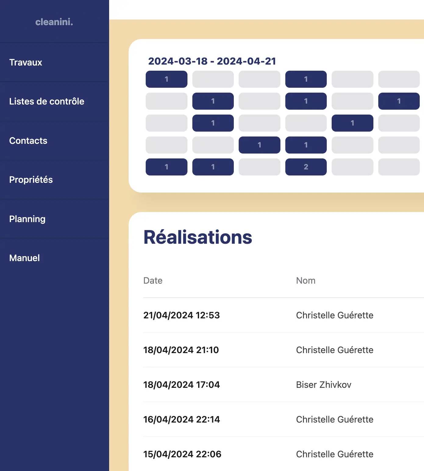 plate-forme de gestion du nettoyage